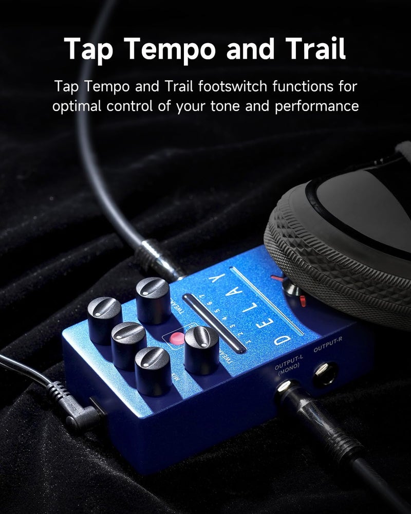FLAMMA FS03 Electric Guitar Delay Effects Pedal with Looper Stereo Digital Sound 6 Delay Effects Storable Preset Tap Tempo Trail On True Bypass for Pedal Boards - Image 5