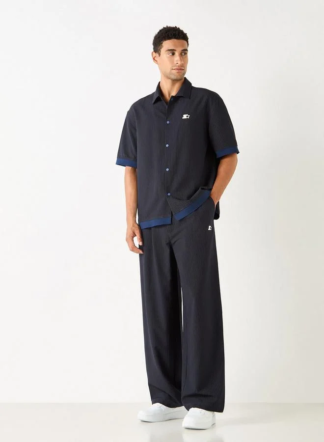 ستارتر قميص مخطط بقصة مريحة وأكمام قصيرة من ستارتر