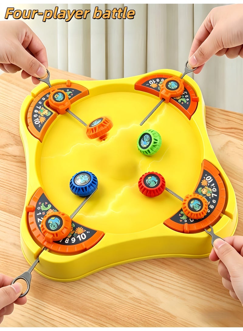 loven This spinning top set, containing 4 spinning tops, 4 launchers, and 1 battle disc, makes a perfect birthday or summer vacation gift for children. - Image 3