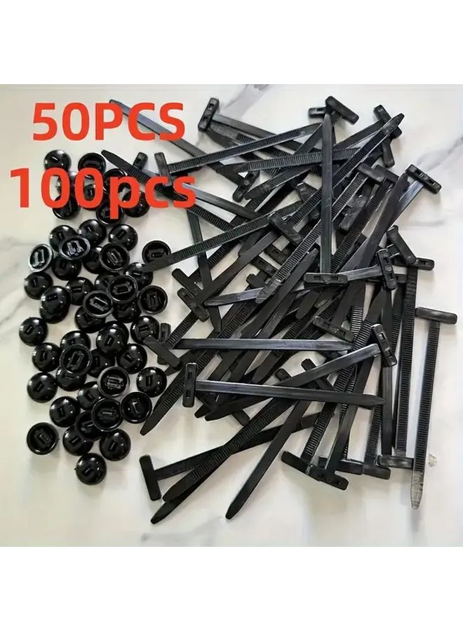 100 Pcs Heavy Duty Retractable Nylon Cable Tie Buckle Black Self Locking Sturdy Durable Car Repair Accessories For Home Renovation And DIY Projects Universal For 95 Percent Vehicles - Image 4