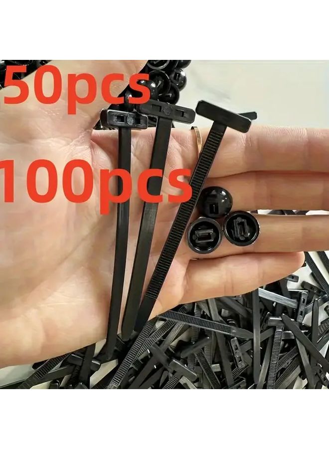 100 Pcs Heavy Duty Retractable Nylon Cable Tie Buckle Black Self Locking Sturdy Durable Car Repair Accessories For Home Renovation And DIY Projects Universal For 95 Percent Vehicles - Image 5