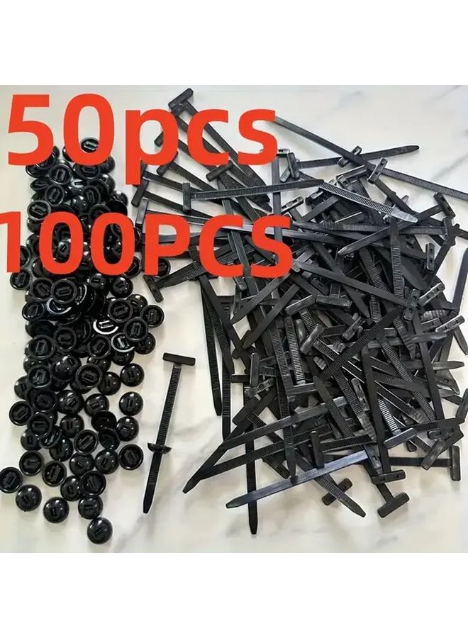 100 Pcs Heavy Duty Retractable Nylon Cable Tie Buckle Black Self Locking Sturdy Durable Car Repair Accessories For Home Renovation And DIY Projects Universal For 95 Percent Vehicles - Image 2