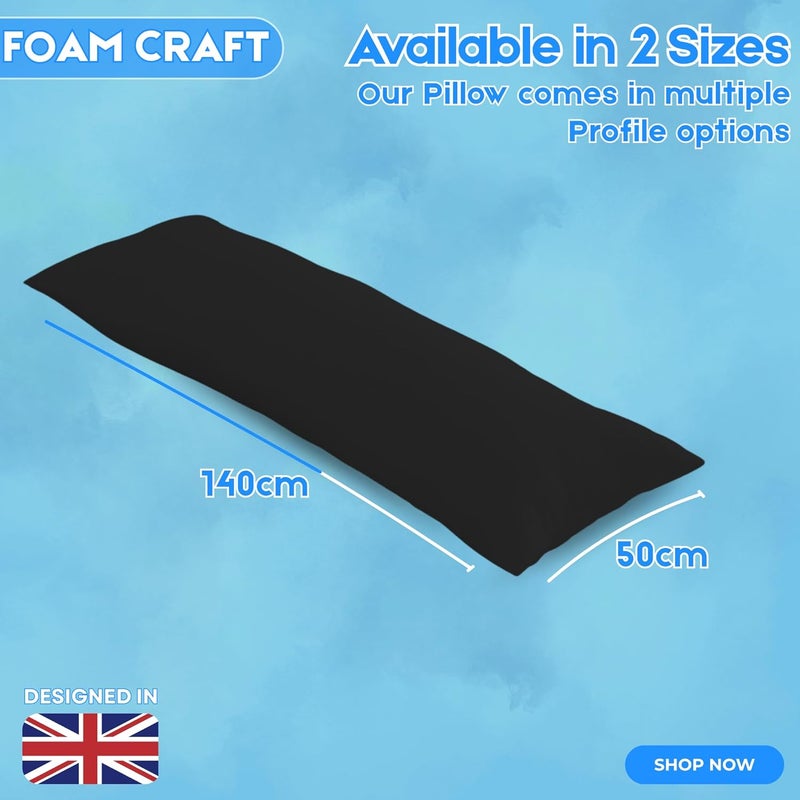 FOAM CRAFT Full Body Long Pillow with Cotton Cover - 50 x 140 cm (Black) - Image 2
