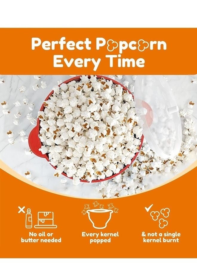 MIXDE Collapsible Silicone Microwave Popcorn Popper with Lid Red - Image 3