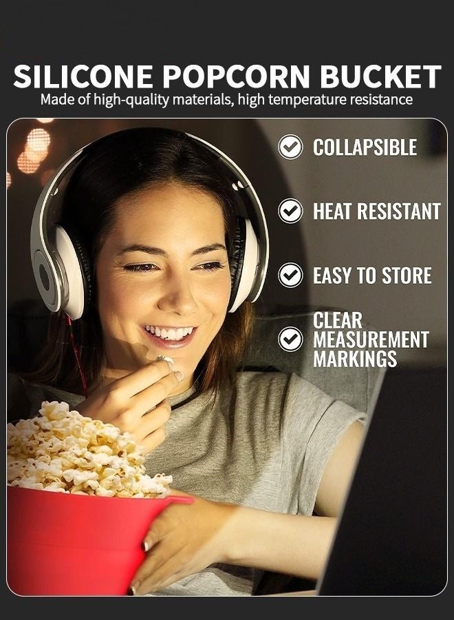 MIXDE Collapsible Silicone Microwave Popcorn Popper with Lid Red - Image 5