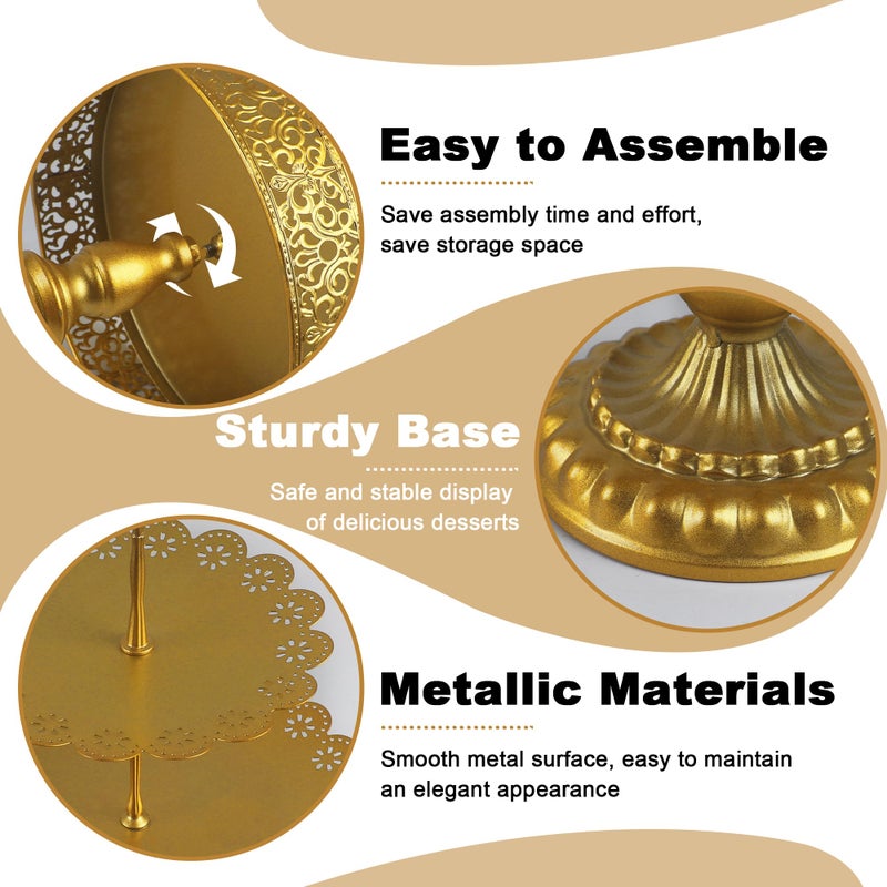 weddingwish Gold Cake Stands Set, 5pcs Metal Tiered Cupcake Diaplay Stand Serving Platter for Dessert Table, Dessert Candy Fruit Tray for Wedding Baby Shower Birthday Party - Image 5