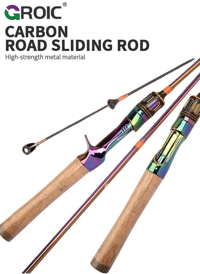 GROIC - 1.8 M Fishing Rods, Lightweight Fishing Rods Suitable for Spinning Fish Wheel, UL Spin & Cast Fishing Rod Carbon Fiber Anti-tangling Guide Ring Spinning Fishing Rods for Freshwater, Saltwater - Image 1