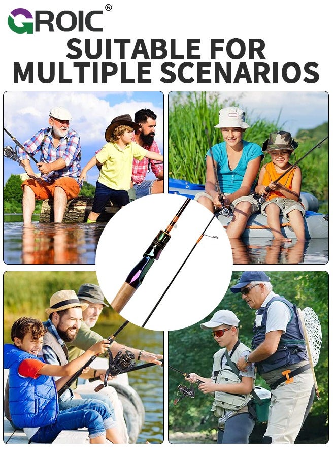 GROIC - 1.8 M Fishing Rods, Lightweight Fishing Rods Suitable for Spinning Fish Wheel, UL Spin & Cast Fishing Rod Carbon Fiber Anti-tangling Guide Ring Spinning Fishing Rods for Freshwater, Saltwater - Image 1