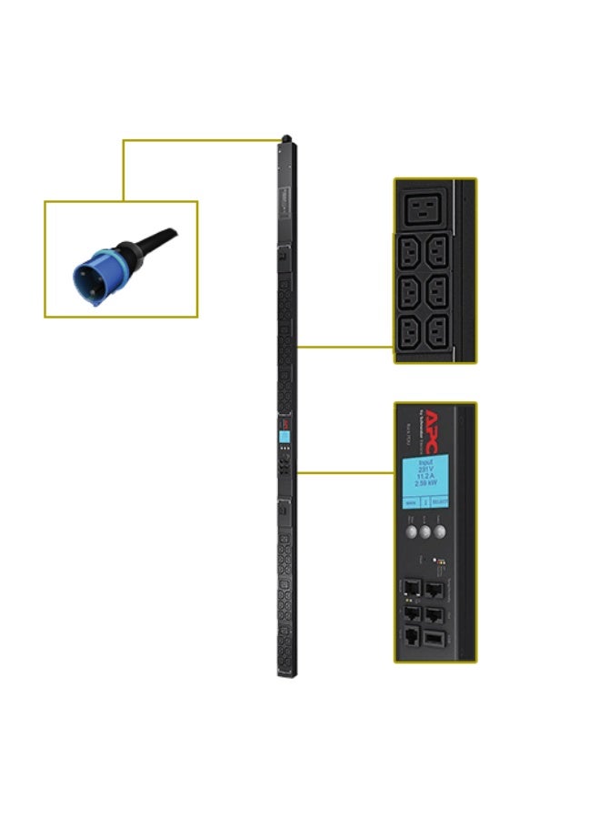 APC AP8853 | APC NetShelter Metered Rack PDU, 0U, 1PH, 7.4kW 230V 32A, 36 C13 and 6 C19 outlets, IEC 309 2P+E cord - Image 3
