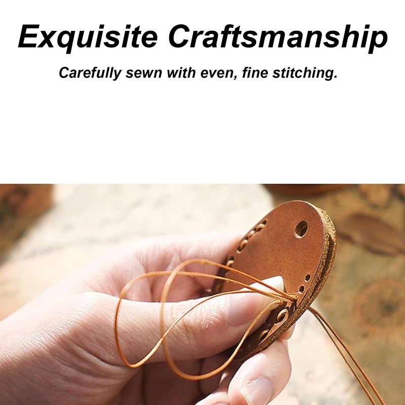 Genuine Leather Protective Holder Keychain Portable For Backpacks Suitcases Brown - Image 5