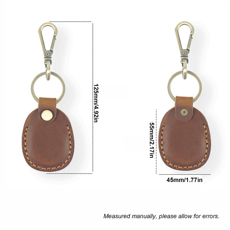 Genuine Leather Protective Holder Keychain Portable For Backpacks Suitcases Brown - Image 3