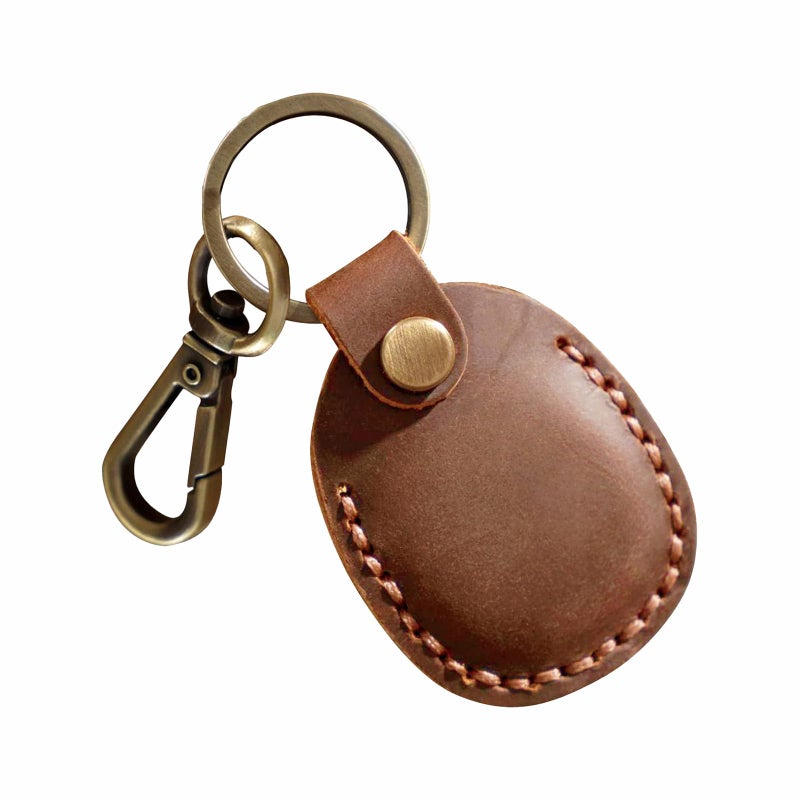 Genuine Leather Protective Holder Keychain Portable For Backpacks Suitcases Brown - Image 2