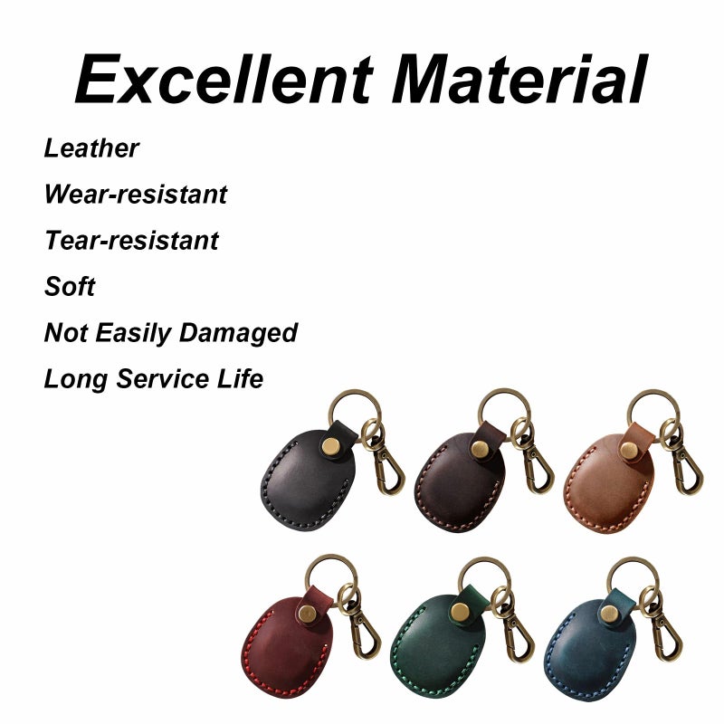 Genuine Leather Protective Holder Keychain Portable For Backpacks Suitcases Brown - Image 4
