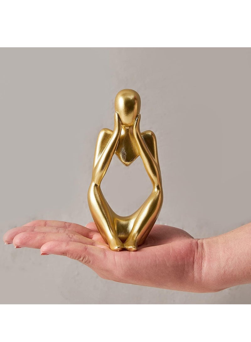 HOME TASTE تمثال المفكر الزخرفي من هومتيست - مجموعة فنون تجريدية - تماثيل ريزين عصرية لتزيين المنزل والمكتب - عزز مساحتك المعيشية مع هذه المجموعة المكونة من 3 قطع (ذهبي) - Image 4