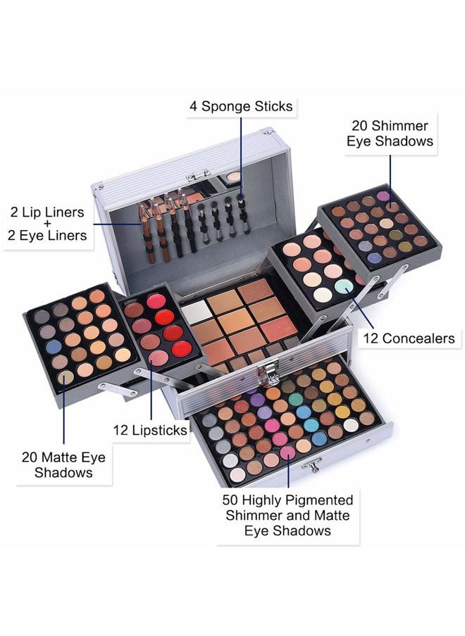 CHARMCODE 132 Color All In One Makeup Gift Set Kit- Includes 94 Eyeshadow, 12 Lip Gloss, 12 Concealer, 5 Eyebrow powder, 3 Face Powder, 3 Blush, 3 Contour Shade, 2 Lip Liners, 2 Eye Liners, 4 Eyeshadow Brush  - Image 3