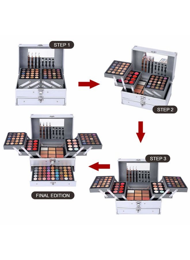 CHARMCODE 132 Color All In One Makeup Gift Set Kit- Includes 94 Eyeshadow, 12 Lip Gloss, 12 Concealer, 5 Eyebrow powder, 3 Face Powder, 3 Blush, 3 Contour Shade, 2 Lip Liners, 2 Eye Liners, 4 Eyeshadow Brush  - Image 4