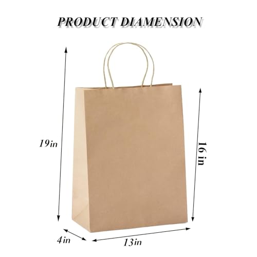 Aakriti Craft Paper Bags, Rakhi Gift Bags with Handles, Small Craft Shopping Bags in Bulk for Boutiques, Small Business, Retail Stores, Gifts & Merchandise (XL-BRWON-10PCS, XL-13" x 4" x 19") - Image 3
