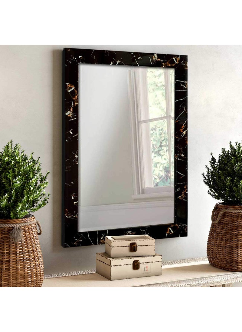 Art Street Art Street Bathroom Wall Mirror, Black Marble Wall Mount Rectangular Makeup Mirror, Decorative Looking Glass with Frame for Home, Bathroom & Living Room (Size: Inner: 16x24 in, Outer: 19x27 Inch)  - Image 1