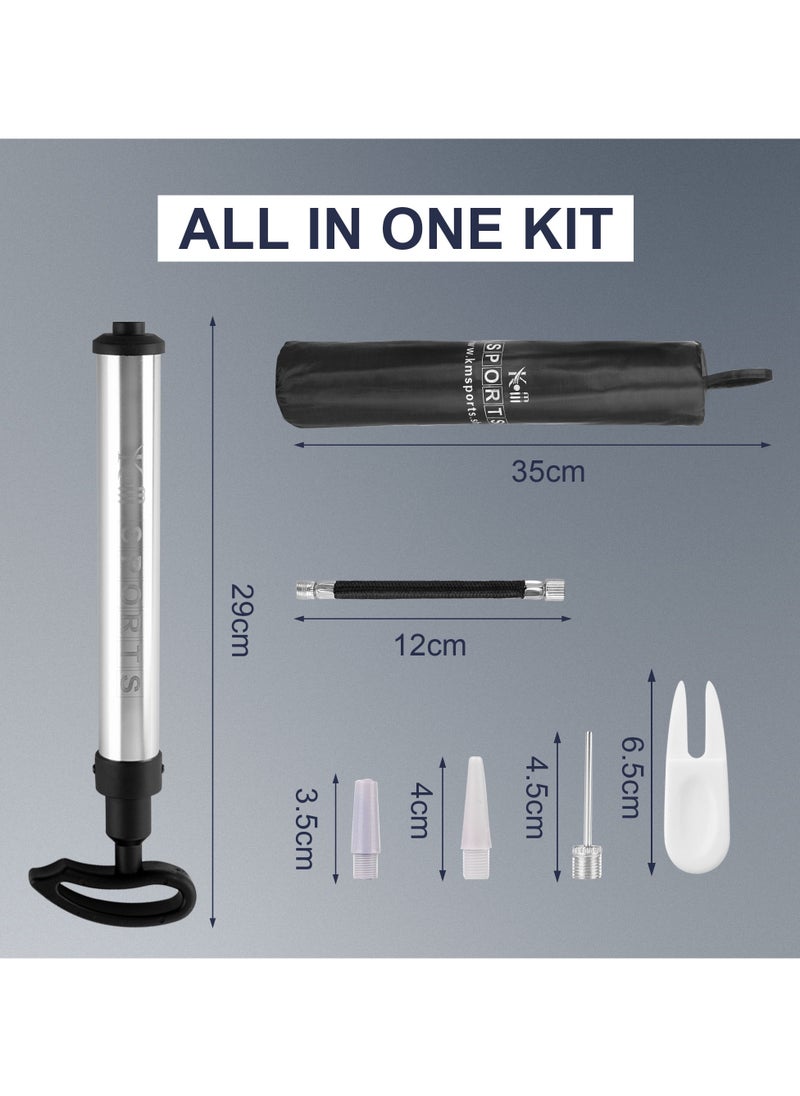 KM SPORTS Air Pump, Ball Pump Inflator Kit with 03 Needles, Alloy Steal Portable Hand, Nozzle, Extension Hose for Soccer Basketball Football Volleyball Water Polo Rugby All Sports Ball BY KM SPORTS  - Image 2