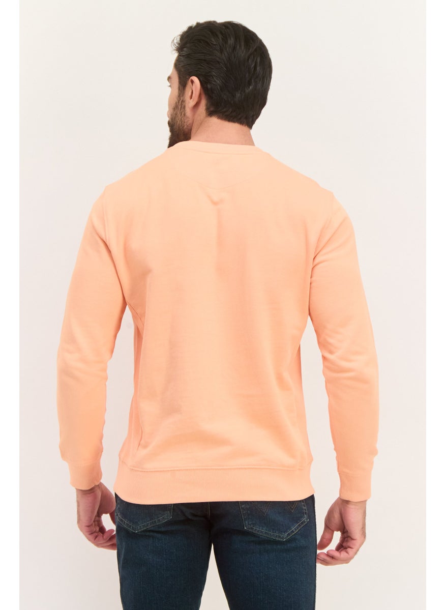 Sorbino - Men Crew Neck Solid Long Sleeves Sweatshirt, Orange - Image 1
