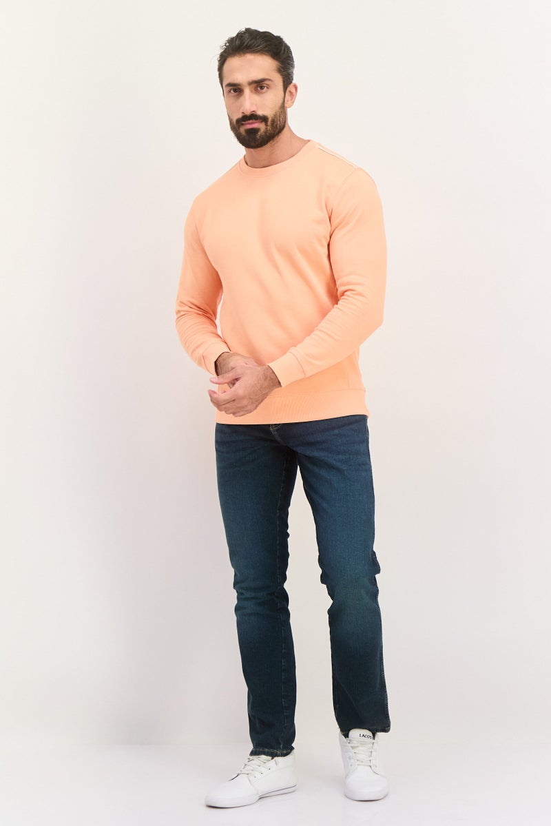 Sorbino Men Crew Neck Solid Long Sleeves Sweatshirt, Orange - Image 2