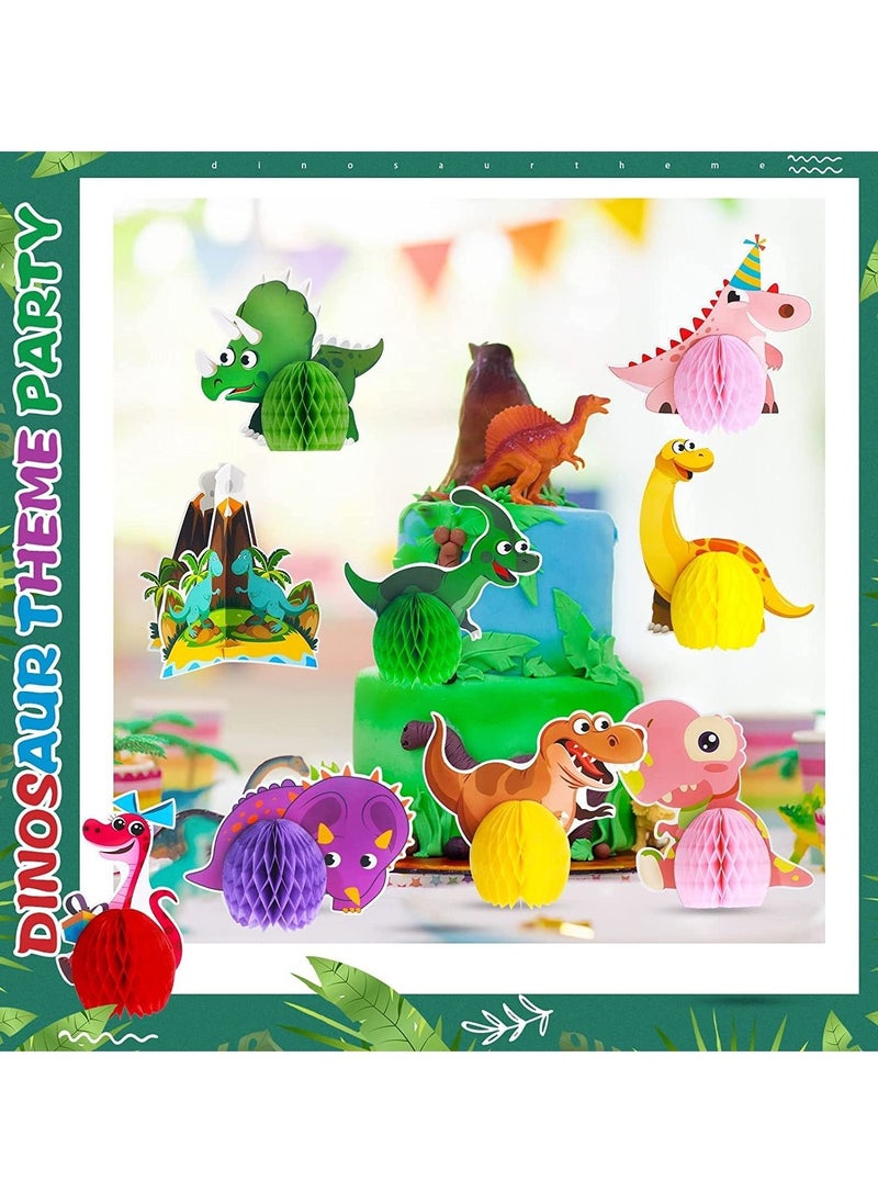 SYOSI Centerpieces Dinosaur Party Honeycomb Table 3D Dinosaur Center Piece Table Topper Dinosaur Birthday Party Supplies Dinosaur Theme Baby Decorations Boy Birthday Party Supplies (9 Pcs)  - Image 2