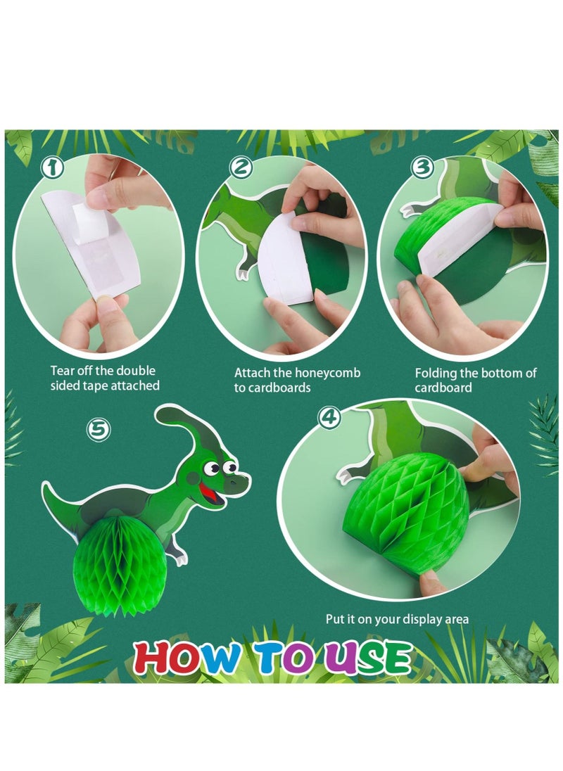 SYOSI Centerpieces Dinosaur Party Honeycomb Table 3D Dinosaur Center Piece Table Topper Dinosaur Birthday Party Supplies Dinosaur Theme Baby Decorations Boy Birthday Party Supplies (9 Pcs)  - Image 3