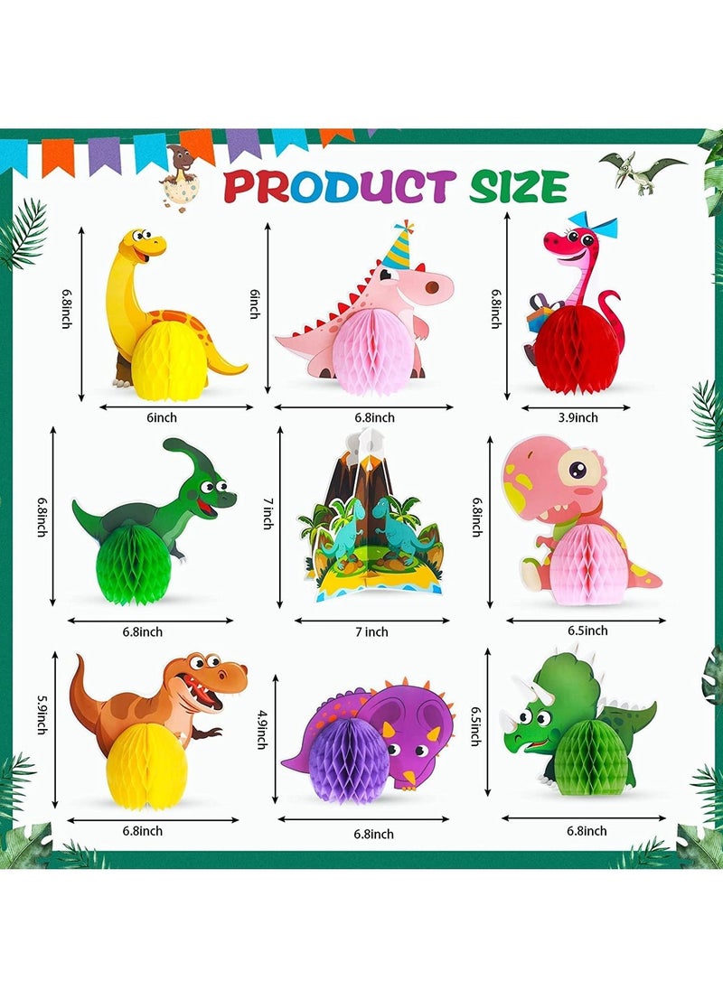 SYOSI Centerpieces Dinosaur Party Honeycomb Table 3D Dinosaur Center Piece Table Topper Dinosaur Birthday Party Supplies Dinosaur Theme Baby Decorations Boy Birthday Party Supplies (9 Pcs)  - Image 4