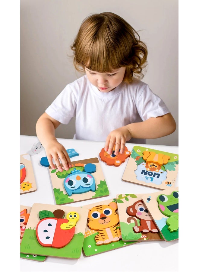 Fun Wooden Early Education 3D Puzzle Building Blocks for Toddlers - Animal, Car, and Other Shapes - Image 2