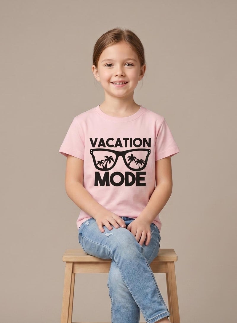 babyqlo Girls Vacation Mode Pink T-Shirt - Image 3