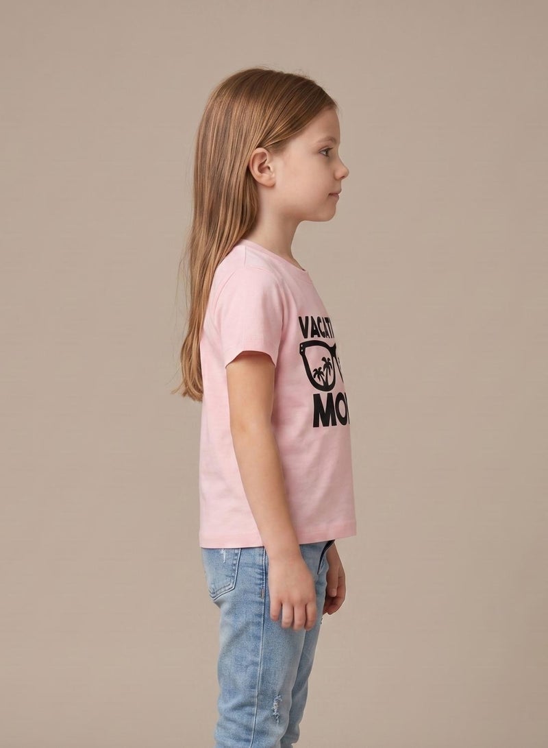 babyqlo Girls Vacation Mode Pink T-Shirt - Image 5
