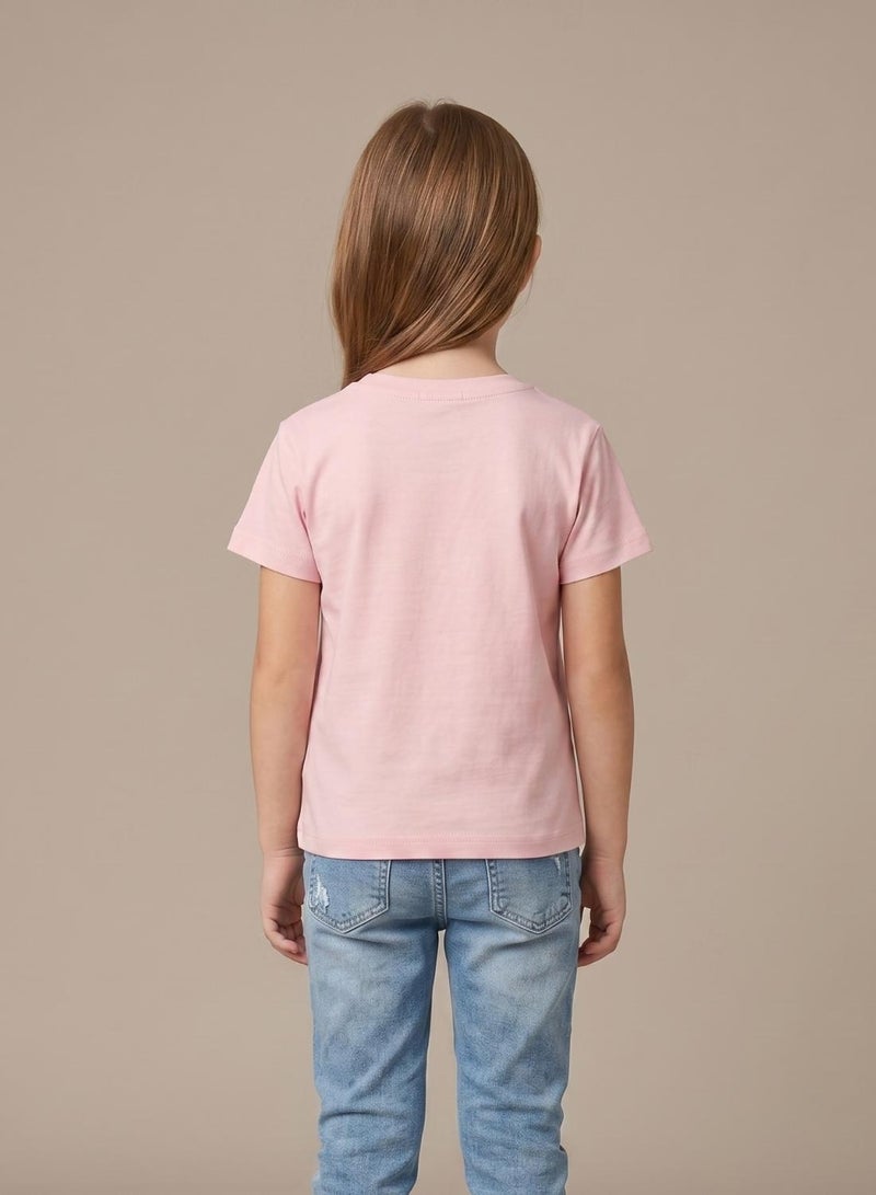 babyqlo Girls Vacation Mode Pink T-Shirt - Image 2