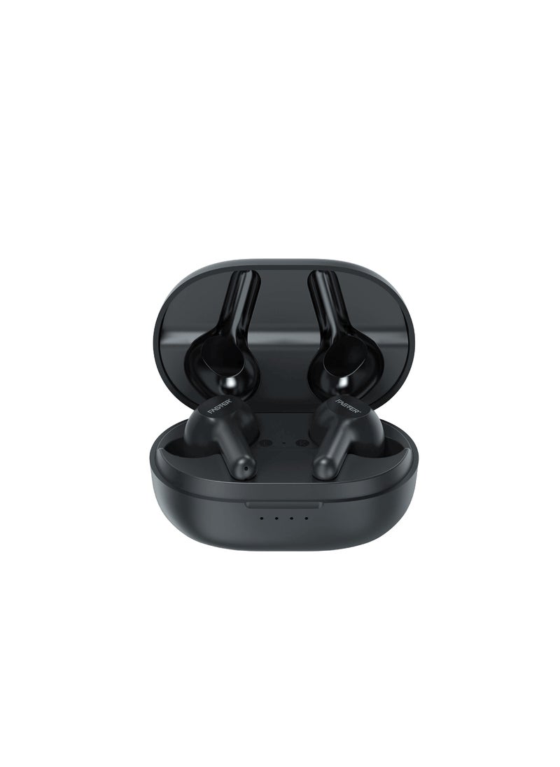 Faster - S50 Wireless Earbuds with Active Voice Assistant - 6 Hours Playtime - HiFi Stereo Sound - Bluetooth Earphones with Ultra-Low Latency - IPX5 Sweat & Splash Proof - For Exercise, Gym - Compatible with iPhone & Android (Black) - Image 1