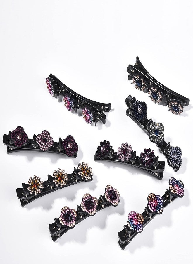 Window 8 PCS Sparkling Crystal Stone Braided Hair Clips, Rhinestone Braided Hair Clips, Hairpin Duckbill Clip, With For Women and Girls Multicolor - Image 3