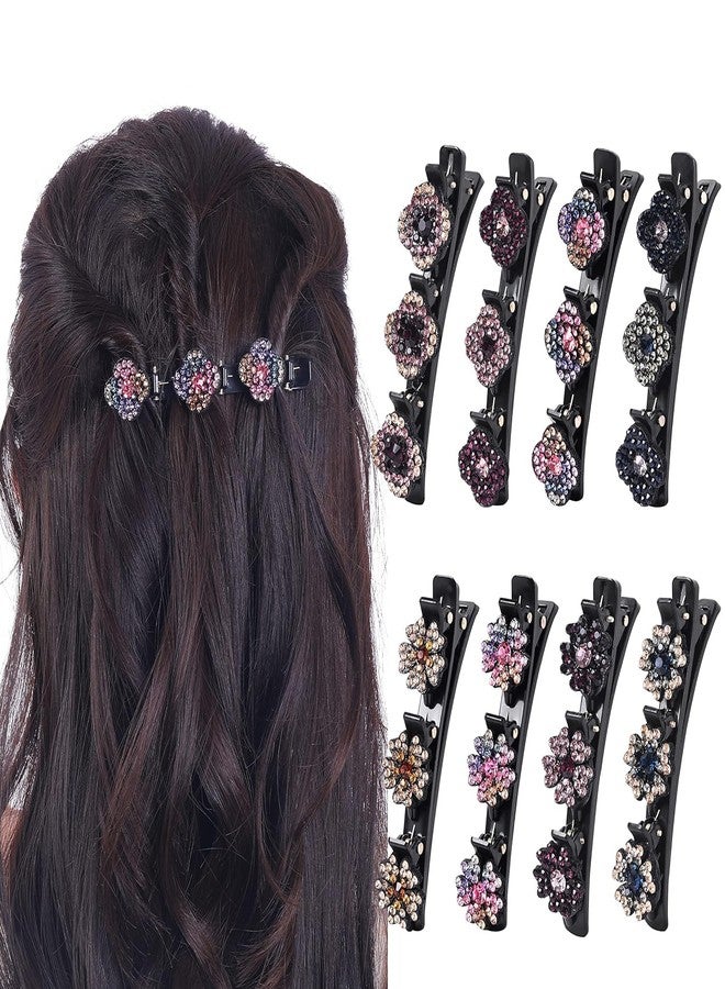 Window 8 PCS Sparkling Crystal Stone Braided Hair Clips, Rhinestone Braided Hair Clips, Hairpin Duckbill Clip, With For Women and Girls Multicolor - Image 2