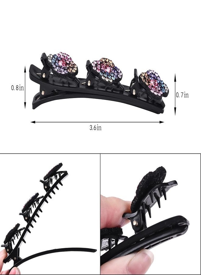 Window 8 PCS Sparkling Crystal Stone Braided Hair Clips, Rhinestone Braided Hair Clips, Hairpin Duckbill Clip, With For Women and Girls Multicolor - Image 5