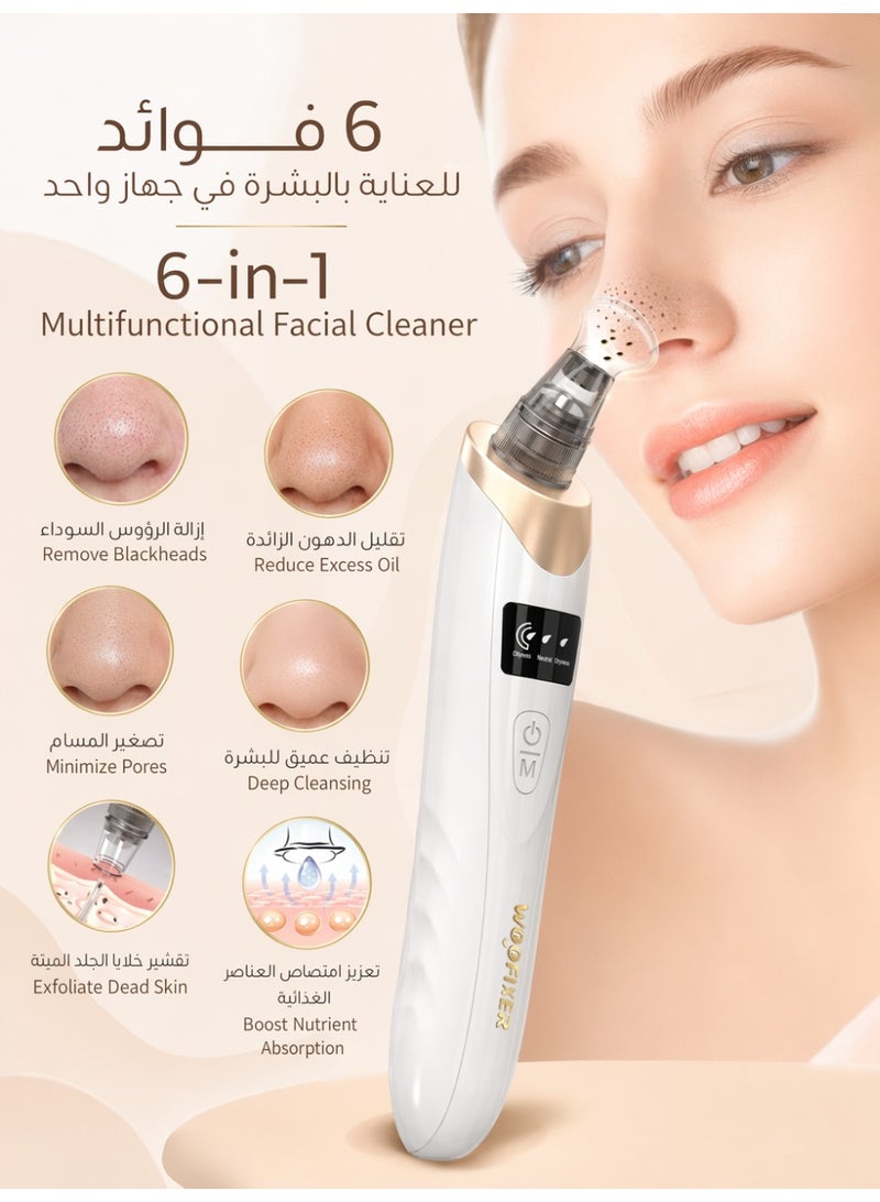 Woofixer Electric Blackhead Removal Device for Pore Cleaning, with 3 Levels Of Suction Force and 5 Types of Replaceable Suction Heads. USB Charging Blackhead and Pimple Removal Device, Suitable for Various Skin Types. - Image 3