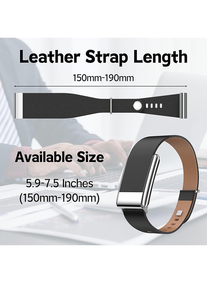 O Ozone Luxe Tapered Leather Band For WHOOP 5.0, MG, Life| Breathable Sports Waterproof Replacement Wristbands for Women Men (NOT for Gen 4) - Black - Image 2