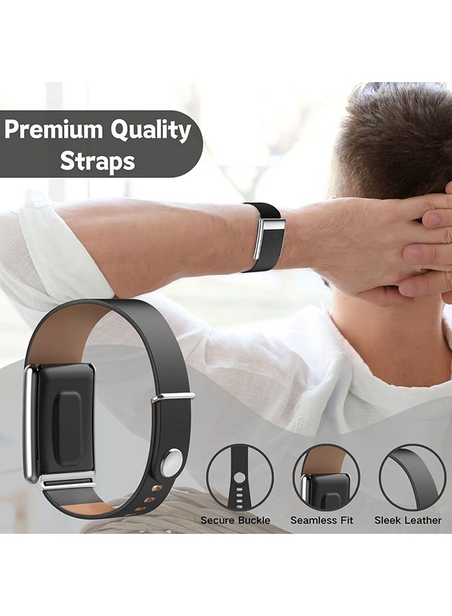 O Ozone Luxe Tapered Leather Band For WHOOP 5.0, MG, Life| Breathable Sports Waterproof Replacement Wristbands for Women Men (NOT for Gen 4) - Black - Image 4