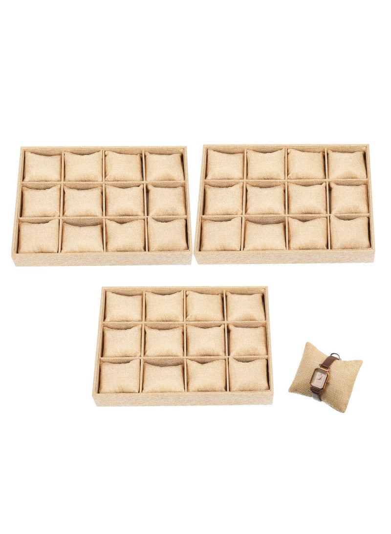 Captaintech 3 Pcs Wooden Watch Storage Tray, Jewelry Organizer Tray Jewelry & Watch Display Tray for Display Watch Bracelet Bangle - Image 1