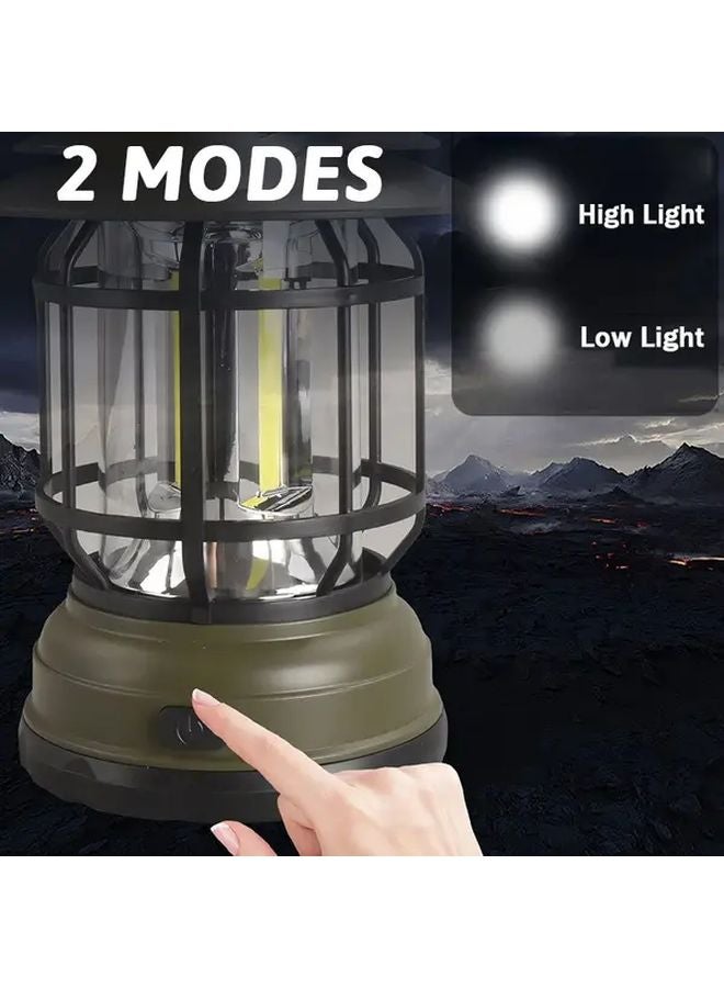 Green Retro LED Camping Lantern Portable Outdoor Light For Garden Fishing - Image 5