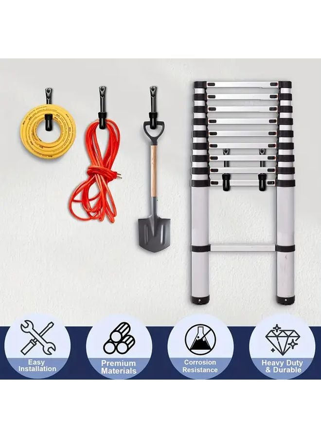 5 Piece Deep Black J Hooks With Rubber Tips Heavy Duty Wall Mount Garage Storage - Image 3