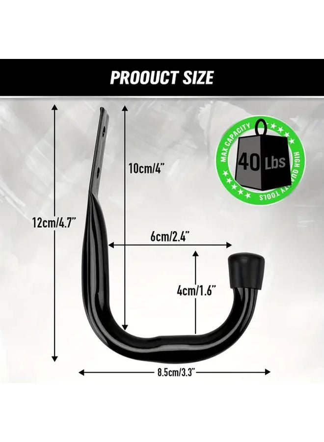 5 Piece Deep Black J Hooks With Rubber Tips Heavy Duty Wall Mount Garage Storage - Image 4