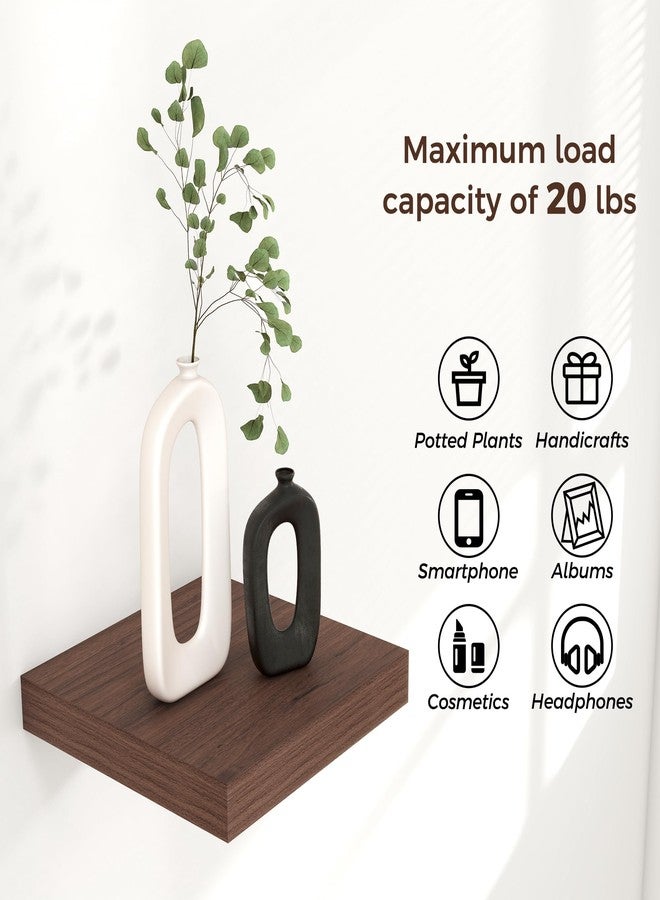 Venusmiles Floating Shelves for Wall, 3 Small Wall Mounted Shelves with Invisible Brackets, Square Wood Floating Wall Shelf Shelves for Living Room, Bedroom, Kitchen Decor (Walnut, 8" W x 8" D x 1.3" H) - Image 4