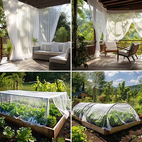 UB-STORE White DIY Mosquito Net Fabric | 10x30 FT Netting | Insect Cover for Garden, Patio, Outdoor & Windows | Multiple Sizes in Black, White & Green | Raised Bed Screen Mesh Barrier - Image 2