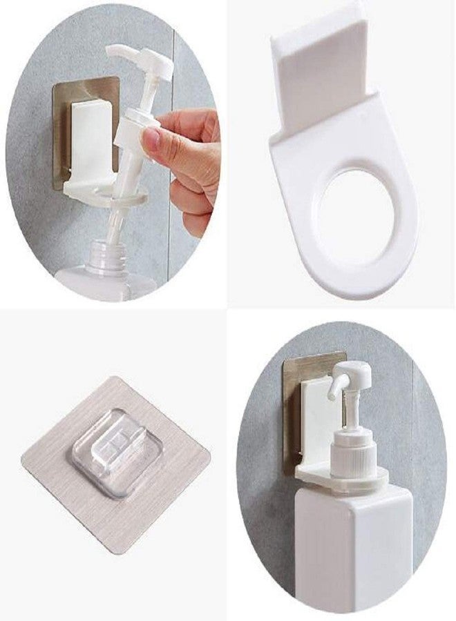 Vroxy Self-Adhesive Wall Mounted Plastic Bathroom Shower Shampoo, Hand wash Dispenser Holder 2 Hook Stand (1Set of 2Pcs) - Image 4