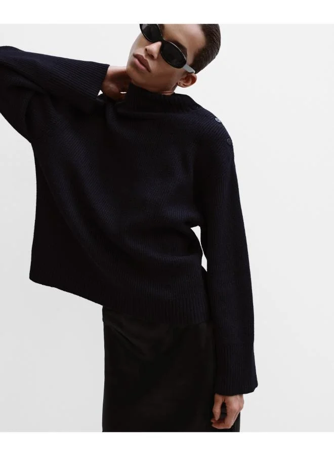 Mango Perkins-Neck Sweater With Button