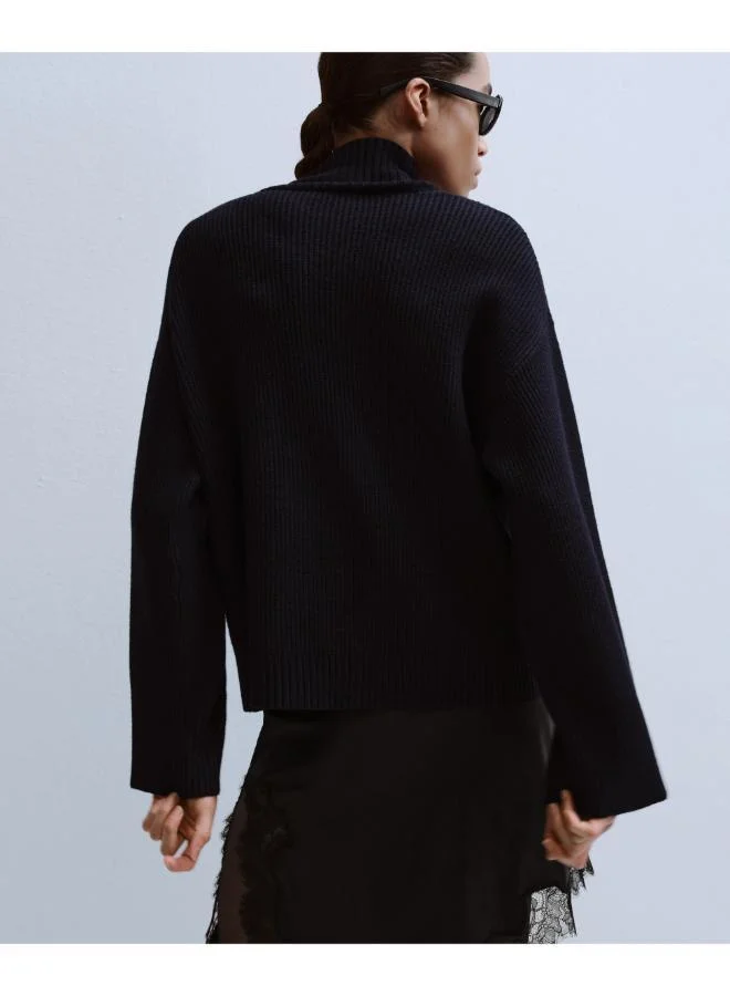 Mango Perkins-Neck Sweater With Button