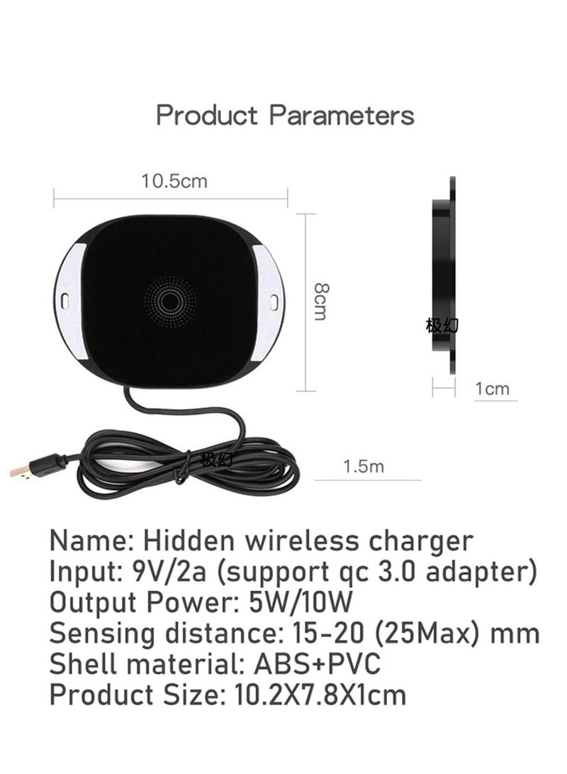 Invisible Wireless Charger, Under Desk 10W Furniture Charging Board, 20Mm Long -Distance Mobile Phone Suitable for iPhone, Galaxy and QI - Image 5