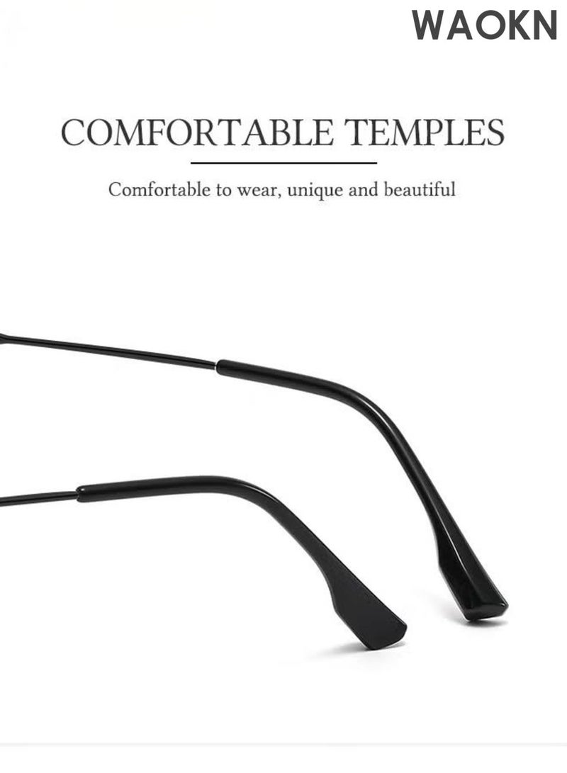 WAOKN Blue Light Blocking Glasses, Blue Light Filter Computer Reading Gaming TV Phones Oversized Eyeglasses Fashion Anti Eyestrain Headache Eyewear for Women Men ,Anti slip design metal eyeglass frame,Black. - Image 3